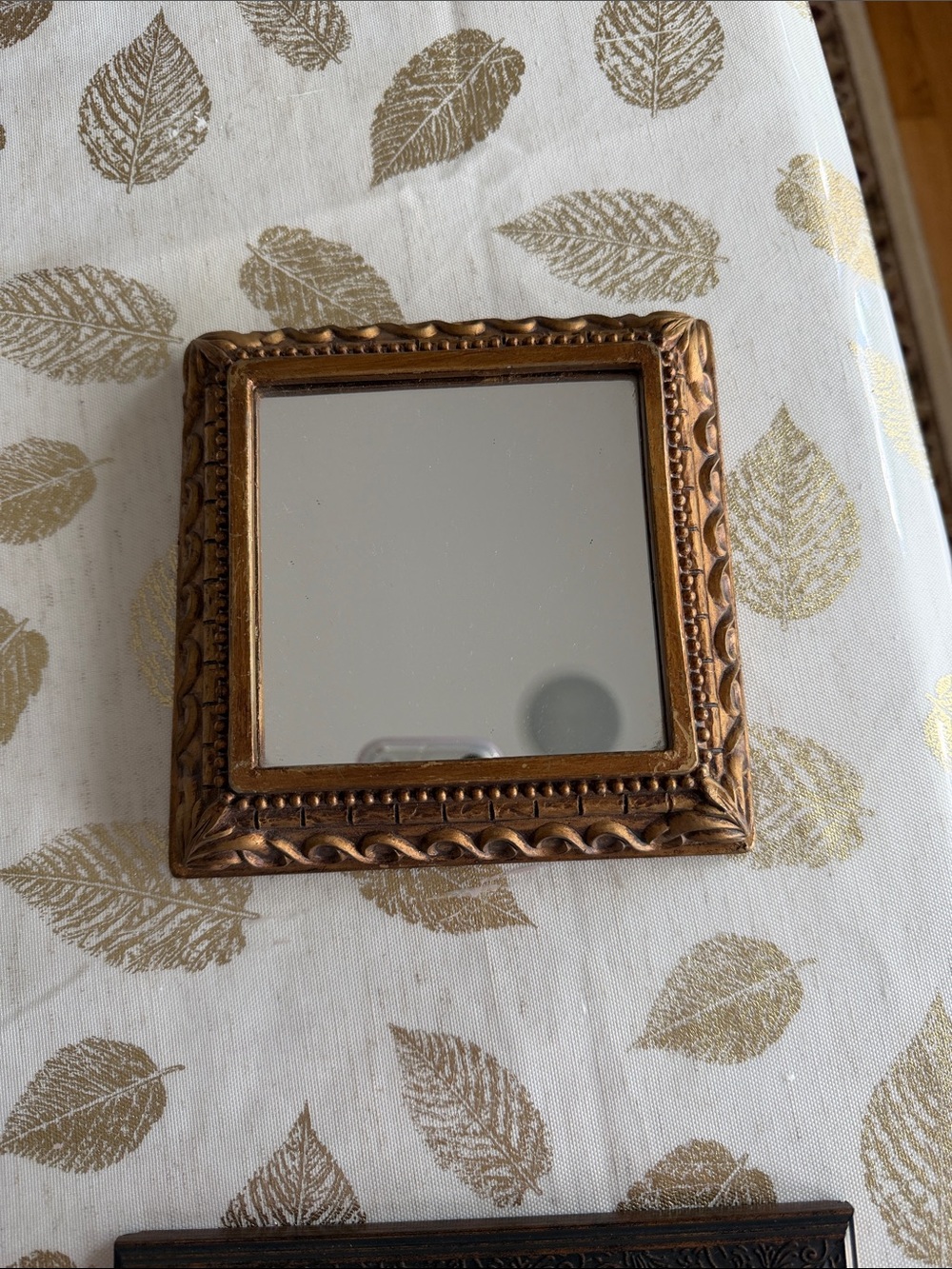 Decorative Square Wall Mirror in Antique Gold